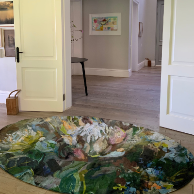 Picture of KIM BLACK COLOURBURST PROTEA OVAL RUG