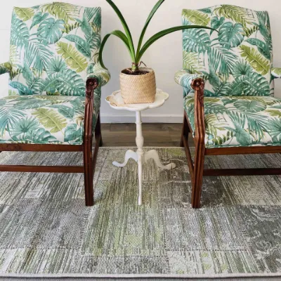 Picture of Vintage Patchwork Green Medium Outdoor Runner